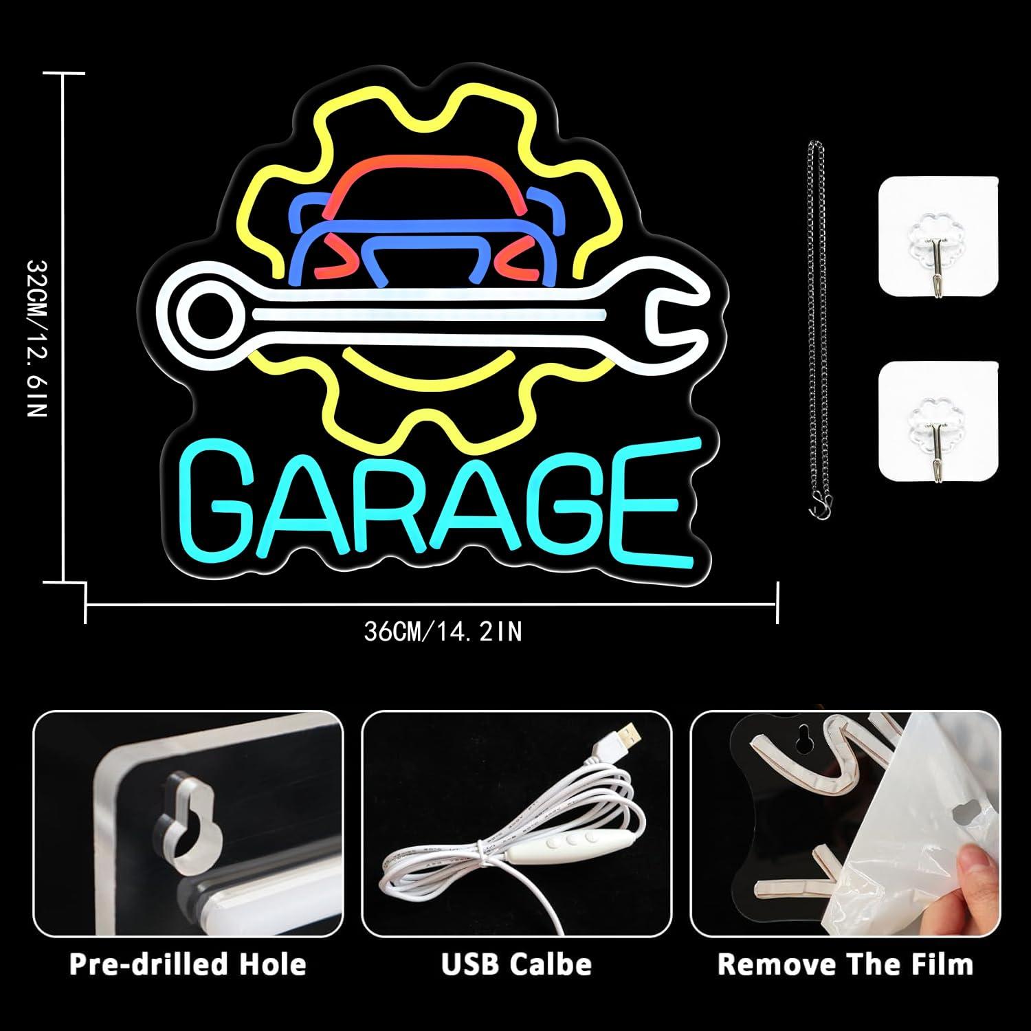 Garage Neon Sign USB Powered L - Auto Repair Shops recension och pris