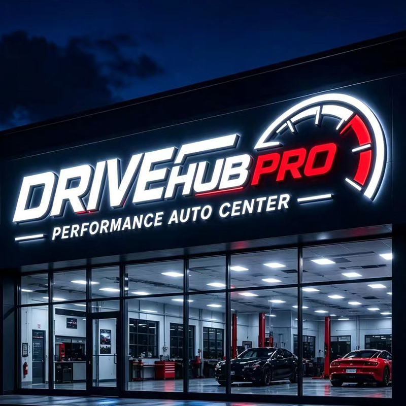 3D Custom LED Illuminated Lett - Auto Repair Shop Logo Design recension och pris